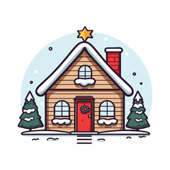 Obraz na płótnie Canvas christmas house with snow