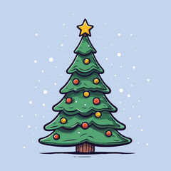 Obraz premium christmas tree with balls and snowflakes