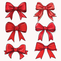 christmas set of red bows