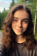 Fototapeta premium Brown-Haired Teen's Raw Selfie, Raw Selfies of random people