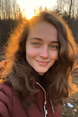 Fototapeta premium Unfiltered Teen Selfie with Brown Hair, Raw Selfies of random people