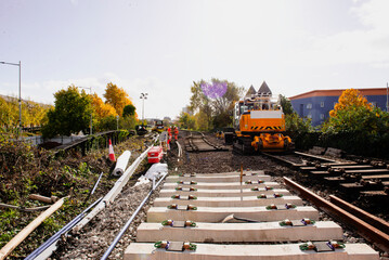 construction of a new railway on site in UK in autumn