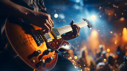 guitarist during the performance of the song. concert, spectacle - Powered by Adobe