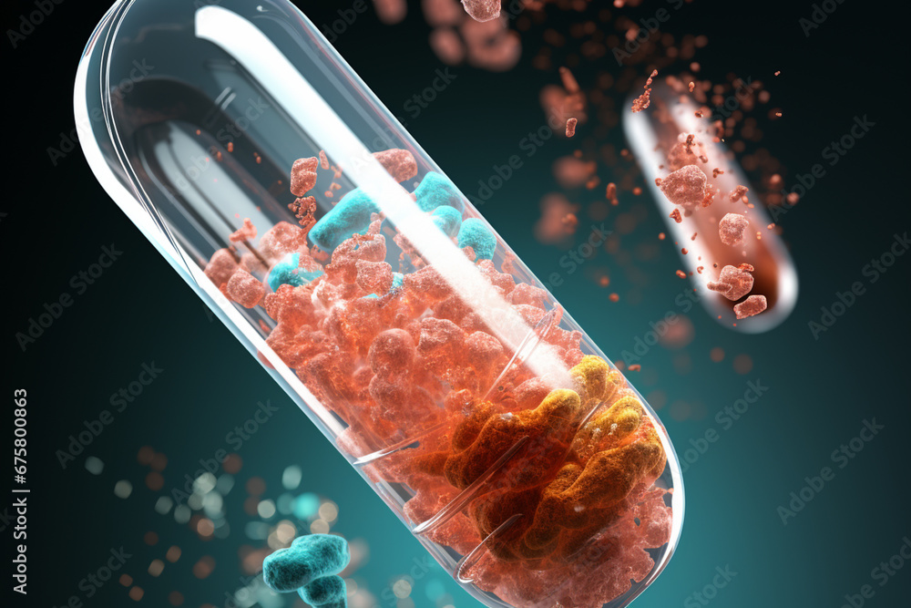 Poster dna structure inside a capsule.
