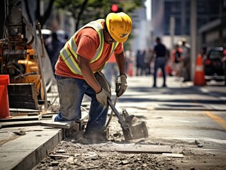 construction worker operating a concrete pump, efficiently pouring concrete for a building's foundation