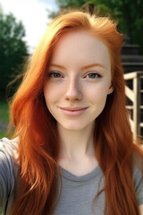 Obraz premium Unfiltered Red-Haired Selfie, Raw Selfies of random people