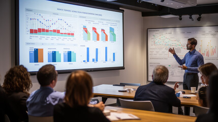 A person is giving a speech in a conference room