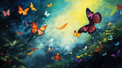 Fototapeta na wymiar vivid picture of colorful butterflies