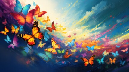 vivid picture of colorful butterflies