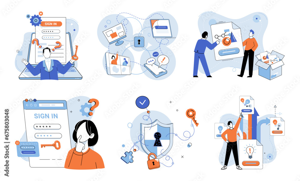 Aufkleber personal data protection vector illustration. ensuring privacy and secrecy personal information is e