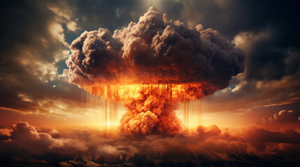 核爆発のキノコ雲GenerativeAI - obrazy, fototapety, plakaty
