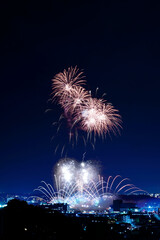 信貴山中から望む打ち上げ花火