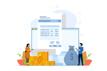 Fotobehang Payroll online payment concept, invoice sheet, Calculate salary, budget, Salary, wage payment, salary payroll system, automatic payment, office accounting administration or calendar payment date. © FAHMI