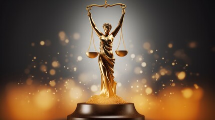 Statue of Lady Justice with Bokeh Effects
