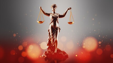 Naklejka premium Statue of Lady Justice with Bokeh Effects