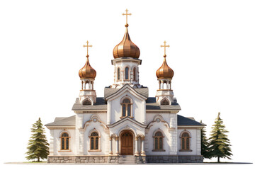 Fototapeta na wymiar white orthodox church, isolated on transparent background, png file