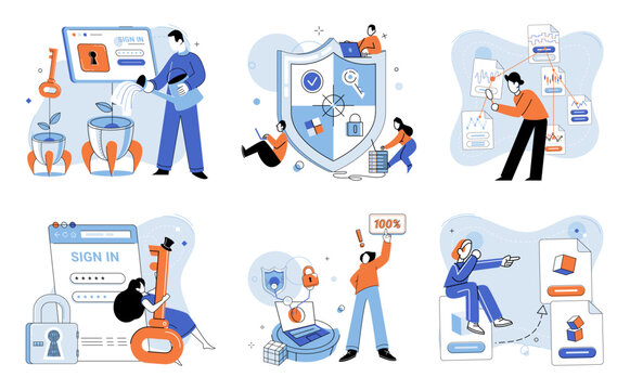 Cyber security vector illustration. The digital realm necessitates stringent privacy and information security measures Safety in cyberspace requires implementation secure technologies The lock