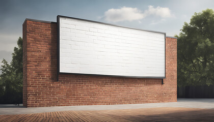  blank white An Old brick wall billboard mockup