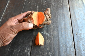 Elephant foot yam. It is a tropical tuber crop grown primarily in Africa, South Asia. Its other...