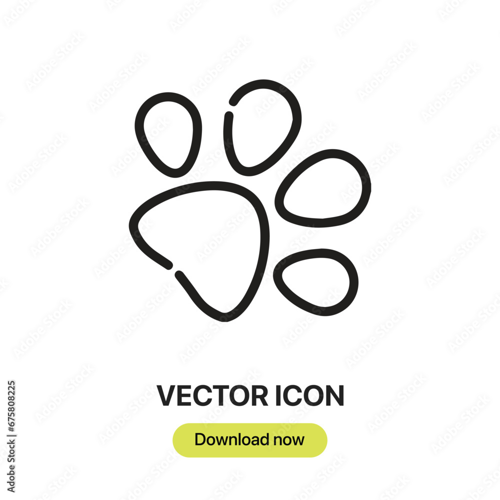 Poster pawprint icon vector. linear-style sign for mobile concept and web design. pawprint symbol illustrat