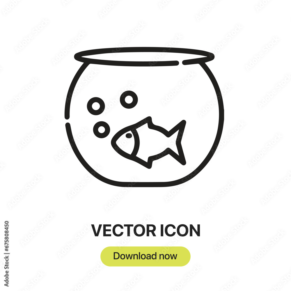 Fototapete fish bowl icon vector. linear-style sign for mobile concept and web design. fish bowl symbol illustr
