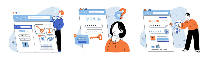 Sign up page vector illustration. The entry point to webpage is sign up page Verification is crucial to validate user details during registration Users can easily sign up through websites registration - obrazy, fototapety, plakaty