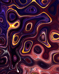 Abstract liquid space pattern art with circles and waves