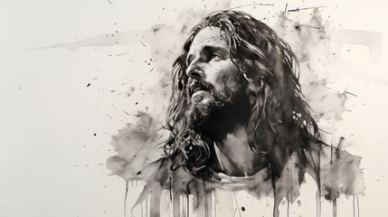 Drawing of Cheerful Jesus