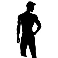Fototapeta premium Handsome man stylish pose vector silhouette illustration