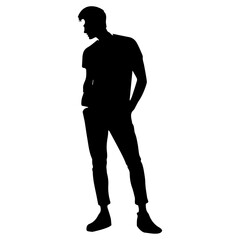Young man Stylish pose vector silhouette illustration black color