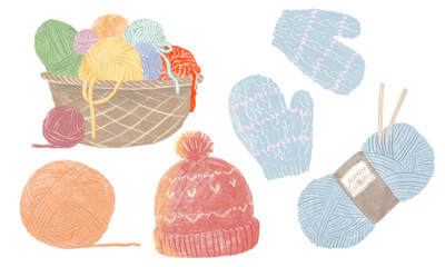 knitting wool and knitting needles