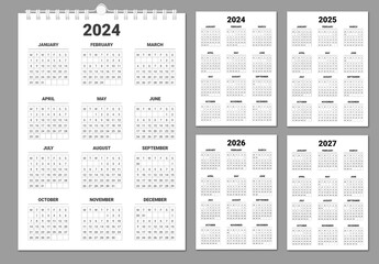 Wall Calendar 2024 to 2027