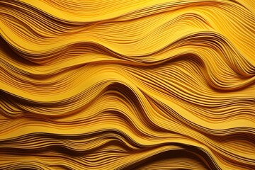 Wave patterns with yellow cut paper texture. Abstract background. Generated by artificial intelligence