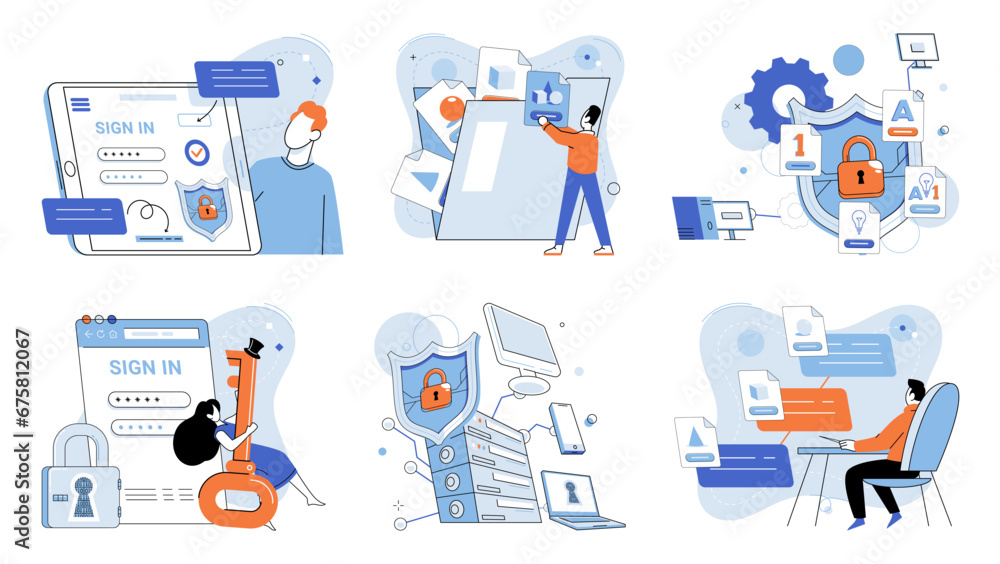 Poster personal data protection vector illustration. effective personal data protection supports individual