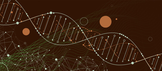 Hand drawn DNA abstract molecule. Medical science, genetic biotechnology, chemistry biology vector concept.