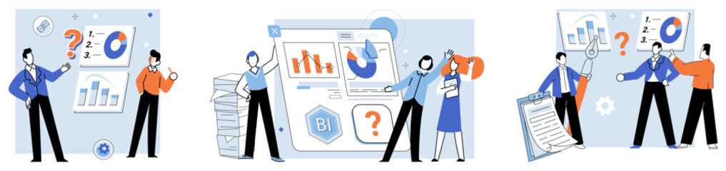 Business briefing vector illustration. A well structured business plan serves as roadmap, guiding organizations towards their vision and goals Corporate management involves overseeing operations