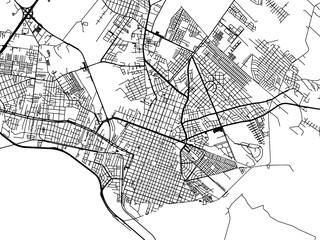 Vector road map of the city of Pelotas in Brazil with black roads on a white background.