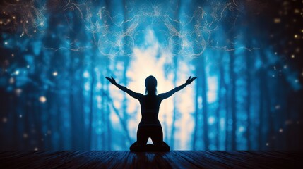 Obraz premium Yoga, silhouette in Bokeh Effects