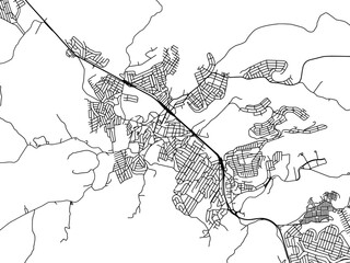 Fototapeta premium Vector road map of the city of Serra in Brazil with black roads on a white background.