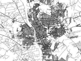 Vector road map of the city of Teresina in Brazil with black roads on a white background.