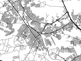 Fototapeta na wymiar Vector road map of the city of Sumare in Brazil with black roads on a white background.