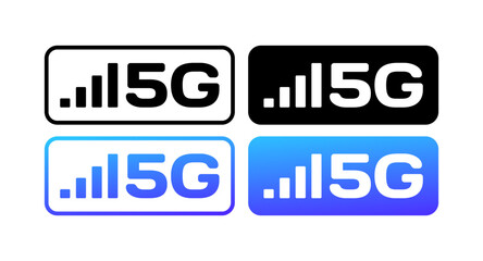 5G signal icons. Different styles, 5G network signal. Vector icons