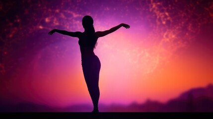 Fototapeta na wymiar Yoga, silhouette in Bokeh Effects