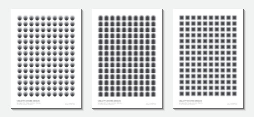 Posters collection of black and white Bauhaus geometric design templates. Ideas for magazines, brochures and covers. Vector Illustrator EPS.