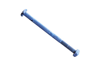 Old Long threaded nut screw bolts isolated on cut out PNG. self-tapping screw nut, stainless steel screw. For use in industrial applications, attached to various equipment, building structure.