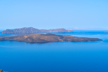 Aegan sea and view of Santorini caldera, Greece