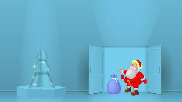  The interior of an empty room with a Christmas tree. Santa Claus.
Free space for copying, animation.
