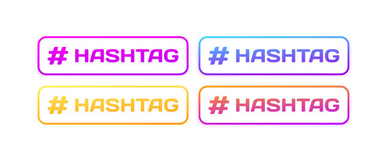 Hashtag icons. Flat, color, hashtag icons mockup. Vector icons
