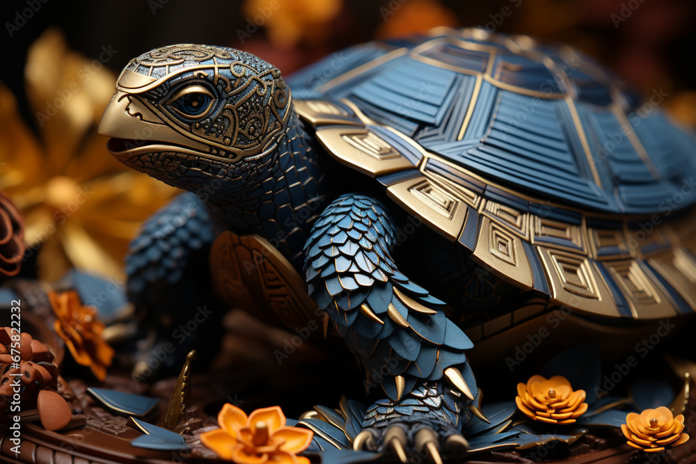 Aufkleber a close-up of a tortoise's shell, displaying its intricate patterns and textures.