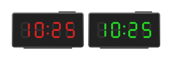 Digital clock icons. Flat, color, digital clock icons. Vector icons